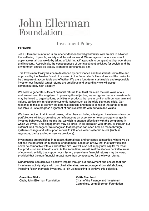 Investment Policy Front Cover 1